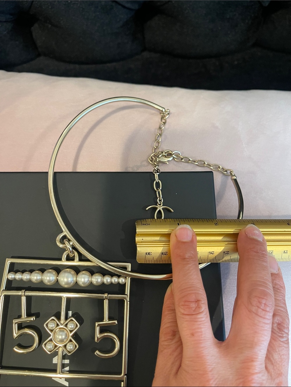 CHANEL Gold-Tone Statement Massive Pendant Necklace with Pearl Accents - Picture 11 of 17